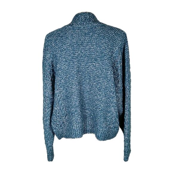 CABI Astral Chunky Cardigan Sweater Oversize Boxy Cable Knit Blue/White Marled M - Picture 3 of 12